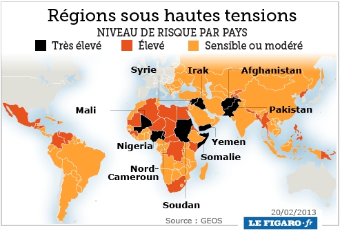 Carte des régions sous hautes tensions