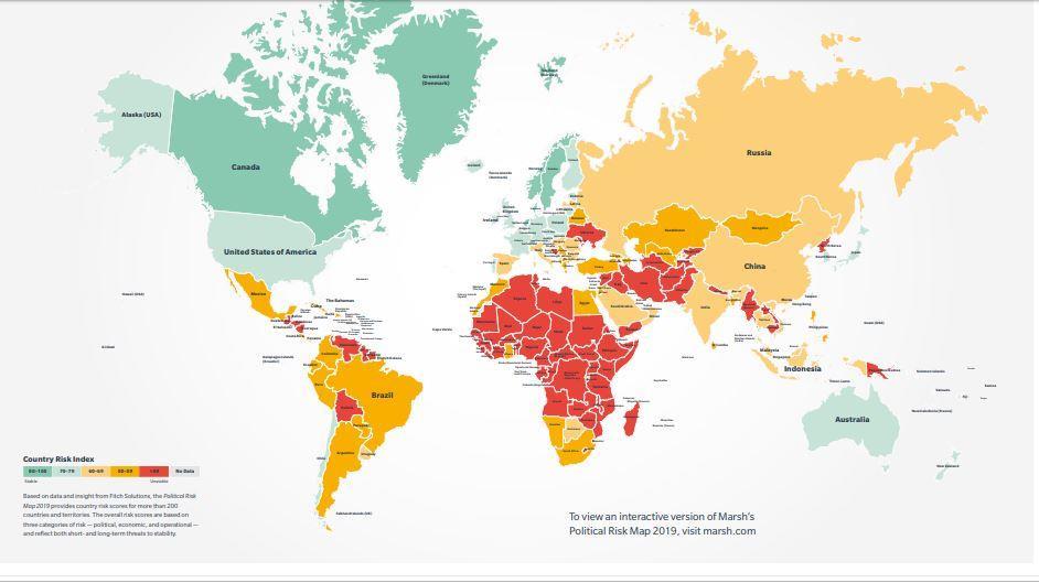 Carte des risques politiques en 2020